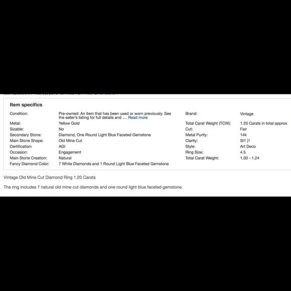 Vintage Old Mine Cut Diamond Ring / Yellow Gold - Picture 6 of 6